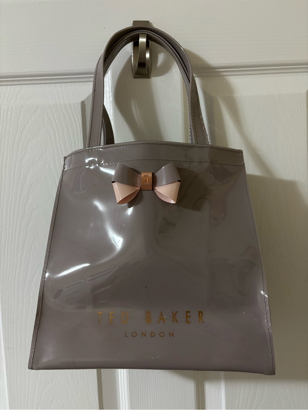 Ted Baker London Grey Taupe Mini Tote with Pink Bow